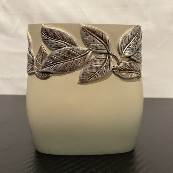 Mainstays Silver Leaves Toothbrush Holder, Gray, Silver - Picture 1 of 6